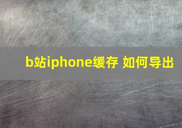 b站iphone缓存 如何导出